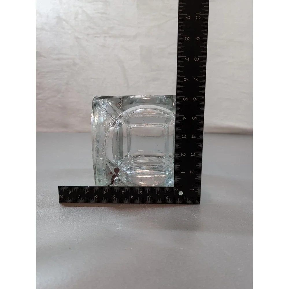 Handmade Glass Ashtray Cube Heavy Clear Glass Square Decorative Vessel 4x4x4
